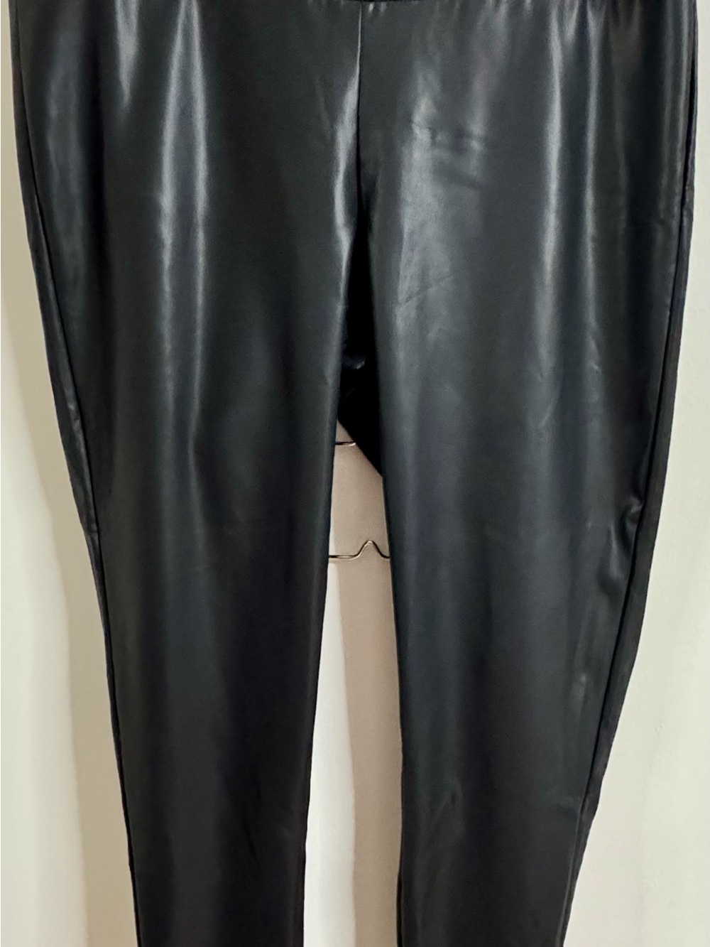 Faux Leather High-Rise Leggings - Black